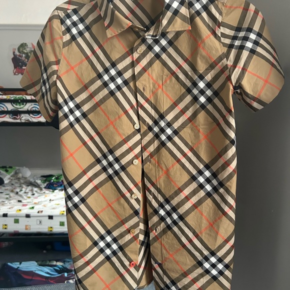 Burberry Beige and Black Checkered Shirt